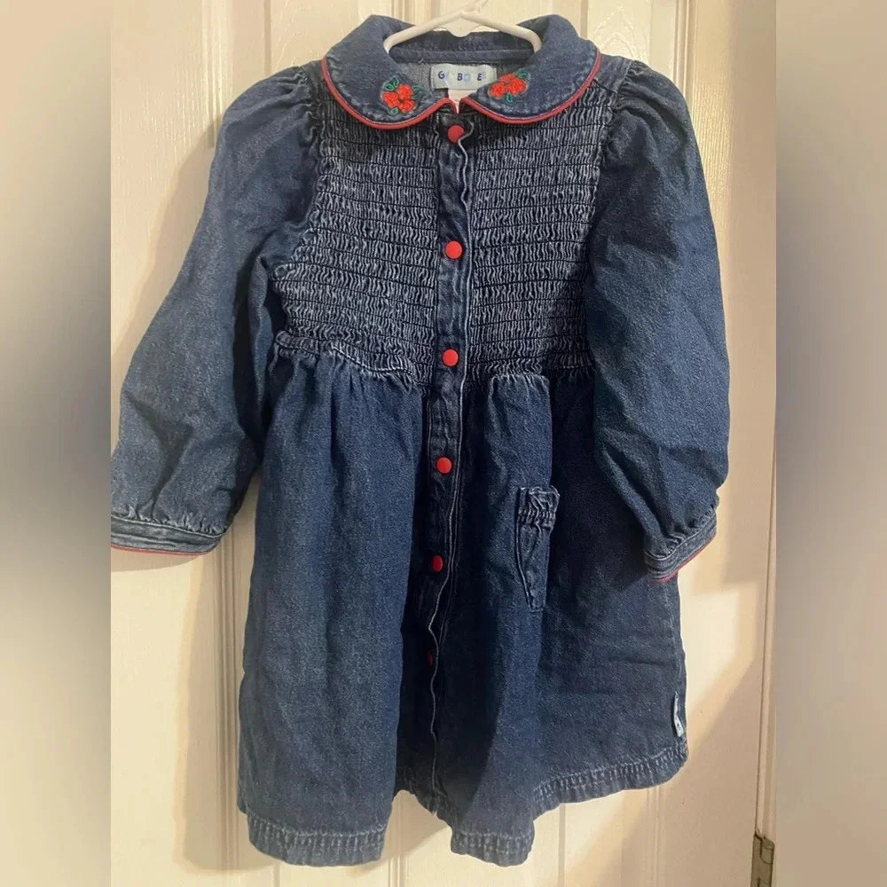Vintage Gymboree Smocked Denim Dress